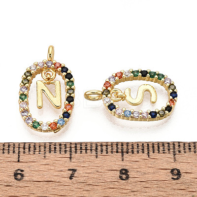 26Pcs Brass Micro Pave Cubic Zirconia Pendants KK-R218-02G-02-1