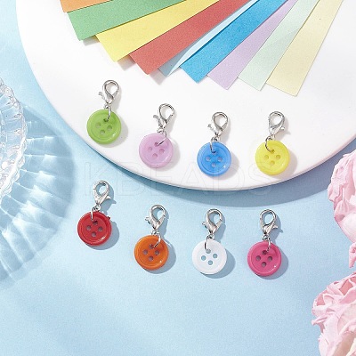 Acrylic Sewing Buttons Pendant Decorations HJEW-JM04109-02-1