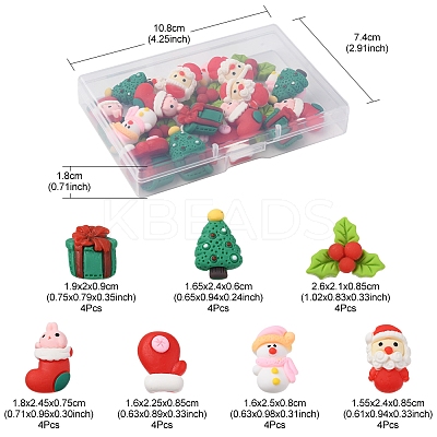 28Pcs 7 Styles Christmas Theme Opaque Resin Cabochons CRES-FS0001-08-1