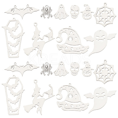 20Pcs 10 Styles 201 & 304 Stainless Steel Pendants STAS-SC0005-15-1