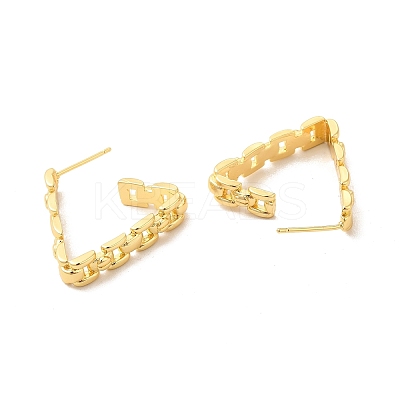 Rack Plating Brass Triangle Stud Earrings for Women EJEW-F308-07G-1
