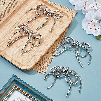 4Pcs Bowknot Plastic Imitation Pearl Beads Shoe Charms AJEW-HY0001-92-1