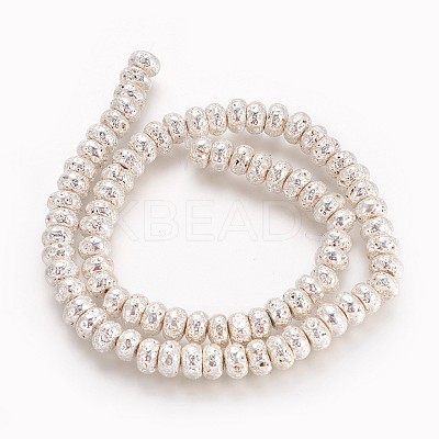 Electroplated Natural Lava Rock Beads Strands G-P400-06-1