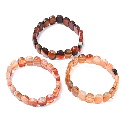 Dyed & Heated Natural Banded Agate Faceted Beaded Stretch Bracelets for Women BJEW-K251-07I-1