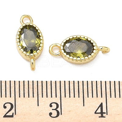 Brass Pave Cubic Zirconia Oval Connector Charms KK-P348-07G-02-1