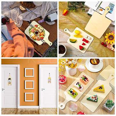 10Pcs 10 Styles Rectangle Wooden Mini Cutting Board with Handle AJEW-CJ0001-51-1