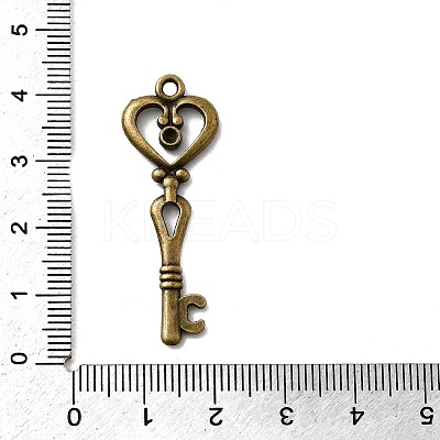 Tibetan Style Alloy Key Pendant Rhinestone Settings TIBEP-Q036-001AB-NR-1