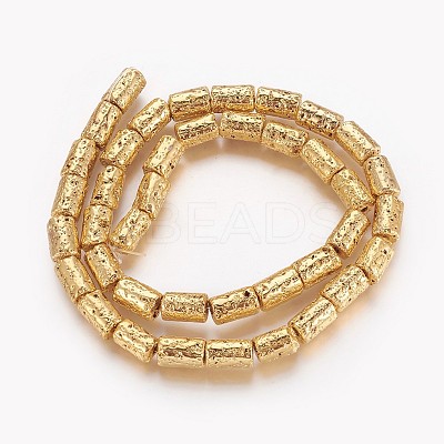 Electroplated Natural Lava Rock Beads Strands G-P400-03G-1