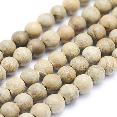Natural Camphor Wood Beads Strands WOOD-P011-09-8mm-1