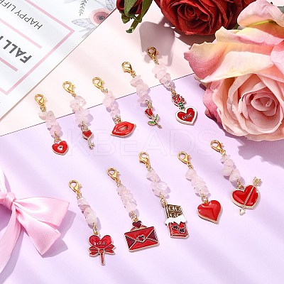 10Pcs Valentine's Day Theme Alloy Enamel Pendant Decorations HJEW-CJD00004-1