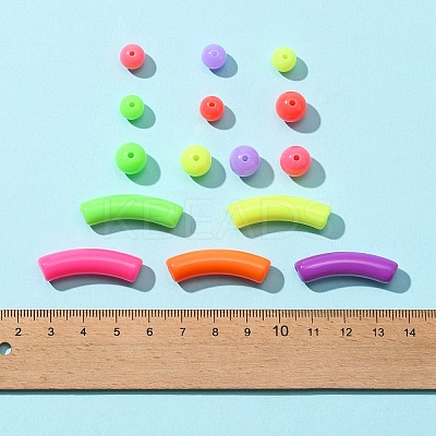 255Pcs 15 Style Fluorescent Acrylic Beads MACR-FS0001-28-1