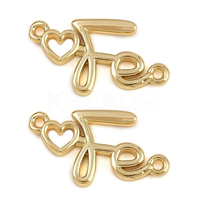 Brass Heart with Fe Faith Connector Charms KK-C114-02G-1