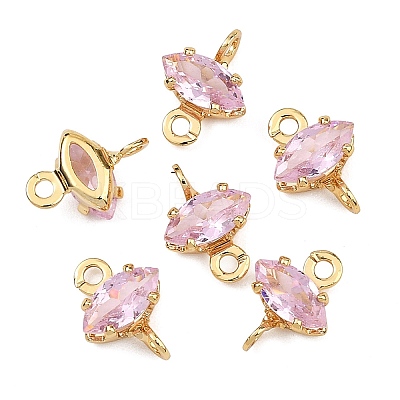 SHEGRACE Brass Pave Cubic Zirconia Horse Eye Connector Charms XGRQ2O431-436C-G-1
