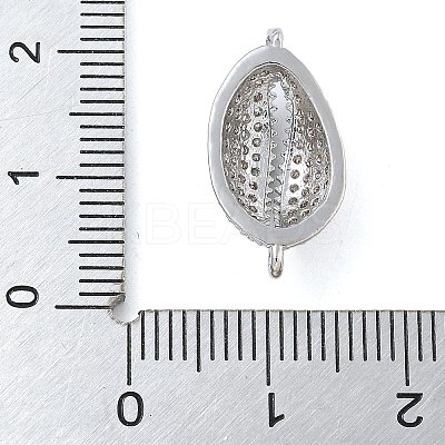Rack Plating Brass Micro Pave Clear Cubic Zirconia Shell Shaped Connector Charms KK-A234-078P-1