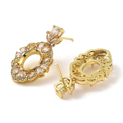 Rack Plating Brass with Cubic Zirconia Stud Earrings Finding KK-Z085-04G-1