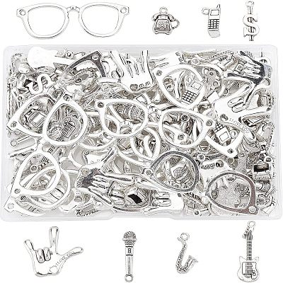 128Pcs 8 Style Tibetan Style Alloy Big Pendants TIBEP-FH0001-16-1