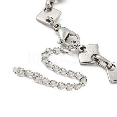 Non-Tarnish 304 Stainless Steel Rhombus Link Chains Bracelets for Men & Women BJEW-D042-02P-1