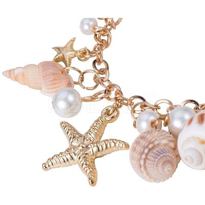 Trendy Shell Charm Bracelets BJEW-PH0002-01-WH-1