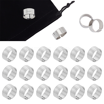 20Pcs Stainless Steel Plain Band Open Cuff Ring for Women RJEW-UN0002-66-1