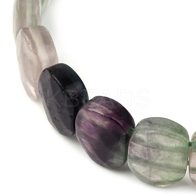 Natural Fluorite Oval Beaded Stretch Bracelet G-E010-01S-1