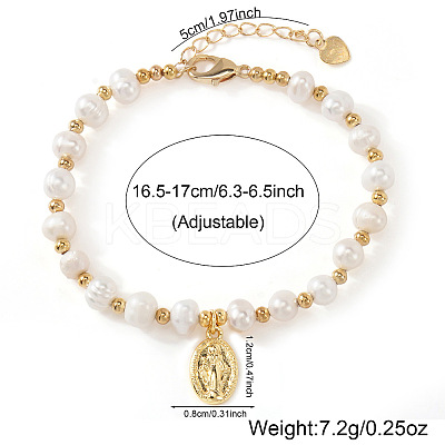 Elegant Roudelle Natural Freshwater Pearl & Brass Beaded Bracelets EN4357-3-1