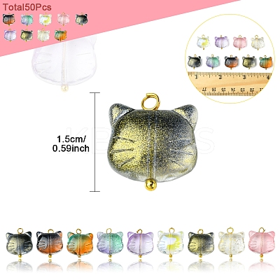 50Pcs Glass Pendants PALLOY-FS00030-1