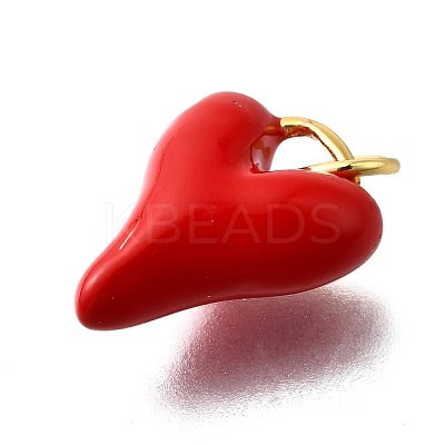 Brass Red Enamel Charms KK-Z102-23G-02-1
