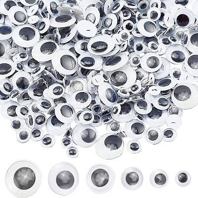 Black & White Plastic Wiggle Googly Eyes Buttons DIY Scrapbooking Crafts Toy Accessories KY-PH0001-12-1