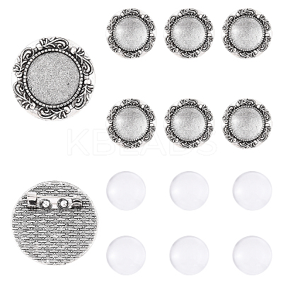 5Pcs Vintage Alloy Brooch Cabochon Bezel Settings FIND-YW0009-71-1