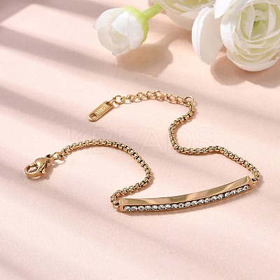 304 Stainless Steel Rhinestone Link Bracelets BJEW-P369-01G-1