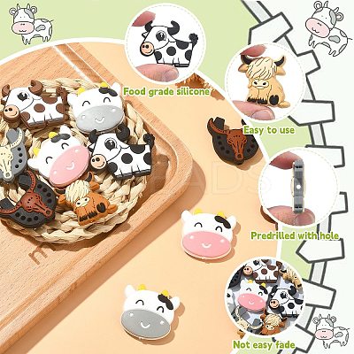 16Pcs 8 Style Food Grade Eco-Friendly Silicone Focal Beads SIL-CJ0001-11-1