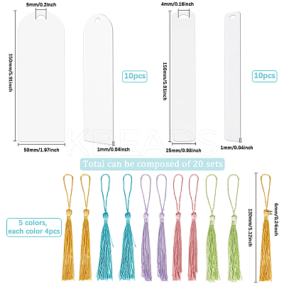 DIY Bookmark Making Kits. with Transparent Acrylic & Polyester Tassel Decoration DIY-SP0001-92D-1