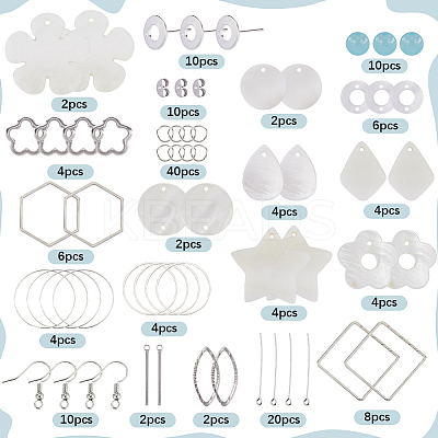 DIY Star & Flower Natural Shell Dangle Earrings Making Kit DIY-SC0025-13-1