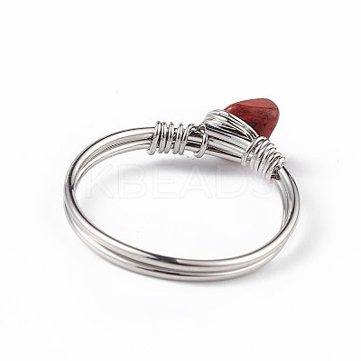 Natural Mixed Gemstone Chips Finger Ring RJEW-L082-03P-1