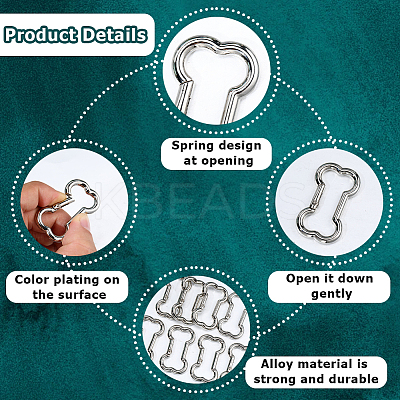 10Pcs Zinc Alloy Rock Climbing Carabiners FIND-SC0021-33-1
