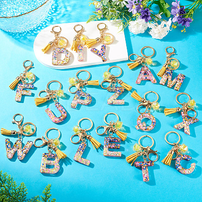 Alloy Resin Polygon Keychains KEYC-TADJ0002-03G-W-1