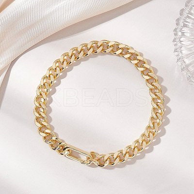 Brass Cuban Link Chain Bracelets BJEW-JB13349-1