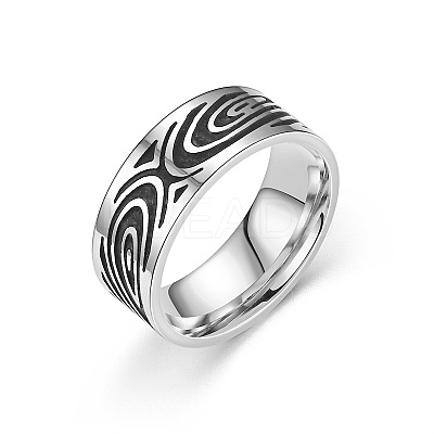 Retro 201 Stainless Steel Enamel Finger Rings for Men FS-WG366A7-10-1
