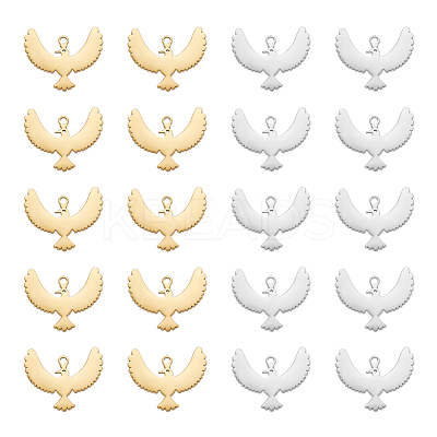 20Pcs 2 Colors 304 Stainless Steel Pendants STAS-UN0048-29-1