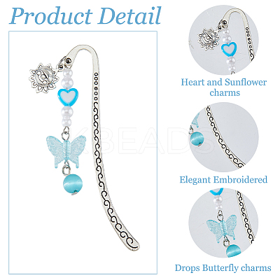 10Pcs 5 Colors Alloy Hook Bookmarks AJEW-HS00005-1