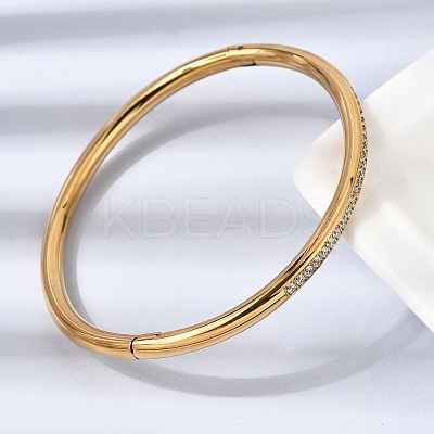 304 Stainless Steel Micro Pave Cubic Zirconia Hinged Bangles for Women BJEW-D408-30G-1