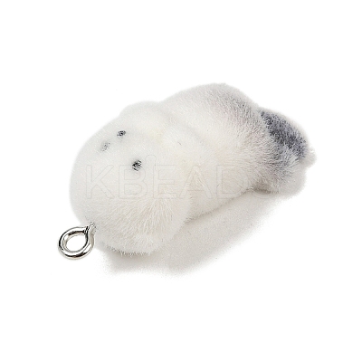 Animal Theme Flocky Opaque Resin Pendants RESI-H042-01P-08-1