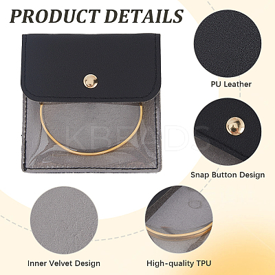 6Pcs PU Leather Jewelry Storage Bags with Iron Button ABAG-CL0001-22B-1