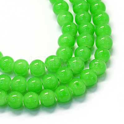 Baking Paint Imitation Jade Glass Round Bead Strands X-DGLA-Q021-4mm-09-1