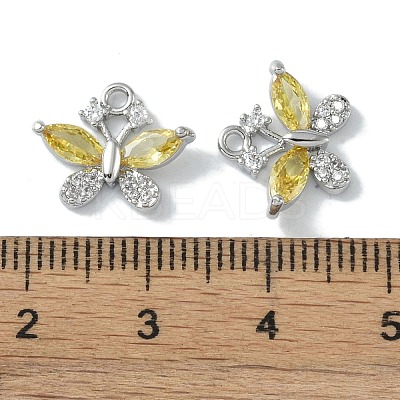 Brass Micro Pave Clear Cubic Zirconia Charms KK-H482-09P-02-1