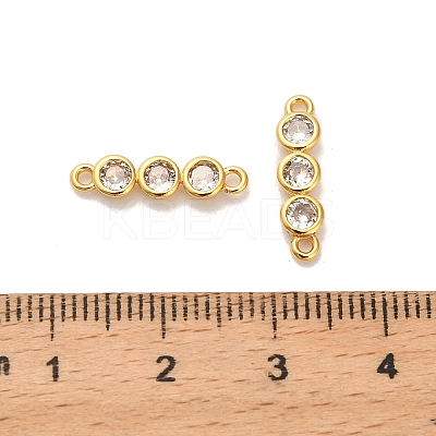 Brass Pave Clear Cubic Zirconia Triple Flat Round Connector Charms KK-H515-02B-G-1