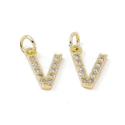 Real 18K Gold Plated Brass Micro Pave Clear Cubic Zirconia Charms KK-E068-VB452-V-1