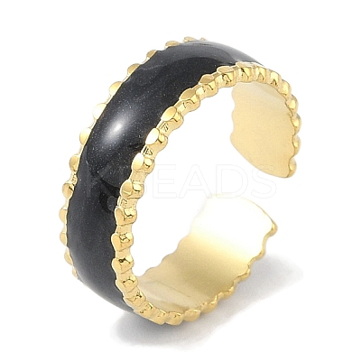 Ion Plating(IP) 304 Stainless Steel Enamel Cuff Finger Rings RJEW-L107-083G-02-1