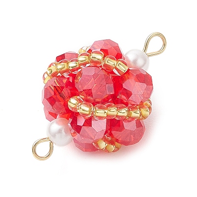 Glass Beaded Round Sphere Links PALLOY-MZ00874-05-1