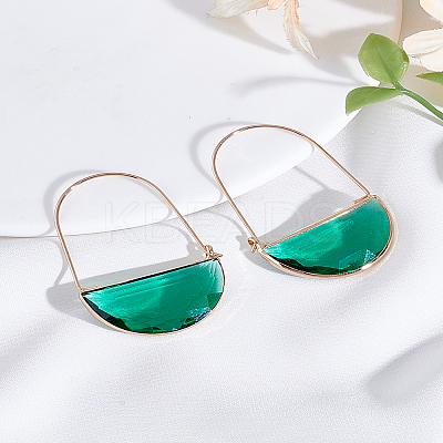 1 Pair Brass Glass Hoop Earrings for Women EJEW-LP0003-53A-1